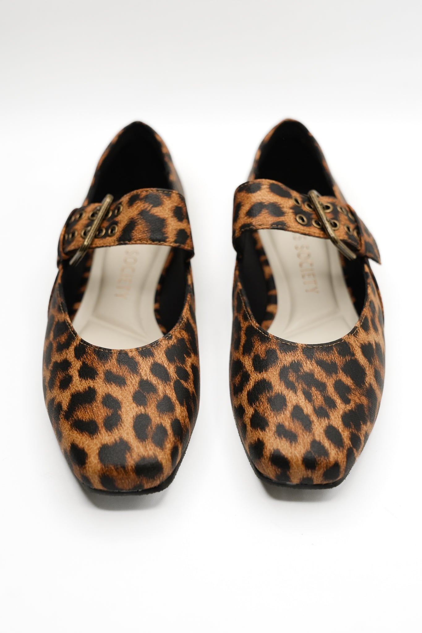 Printed Vegan Suede Mary Jane Flat