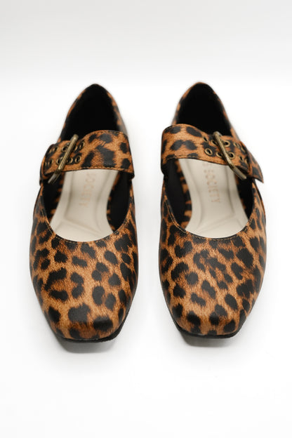 Printed Vegan Suede Mary Jane Flat