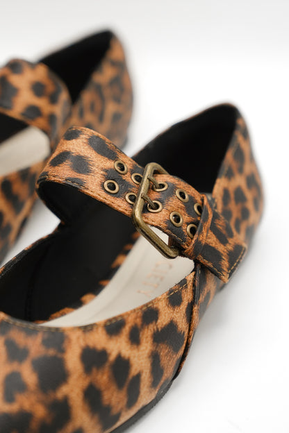 Printed Vegan Suede Mary Jane Flat