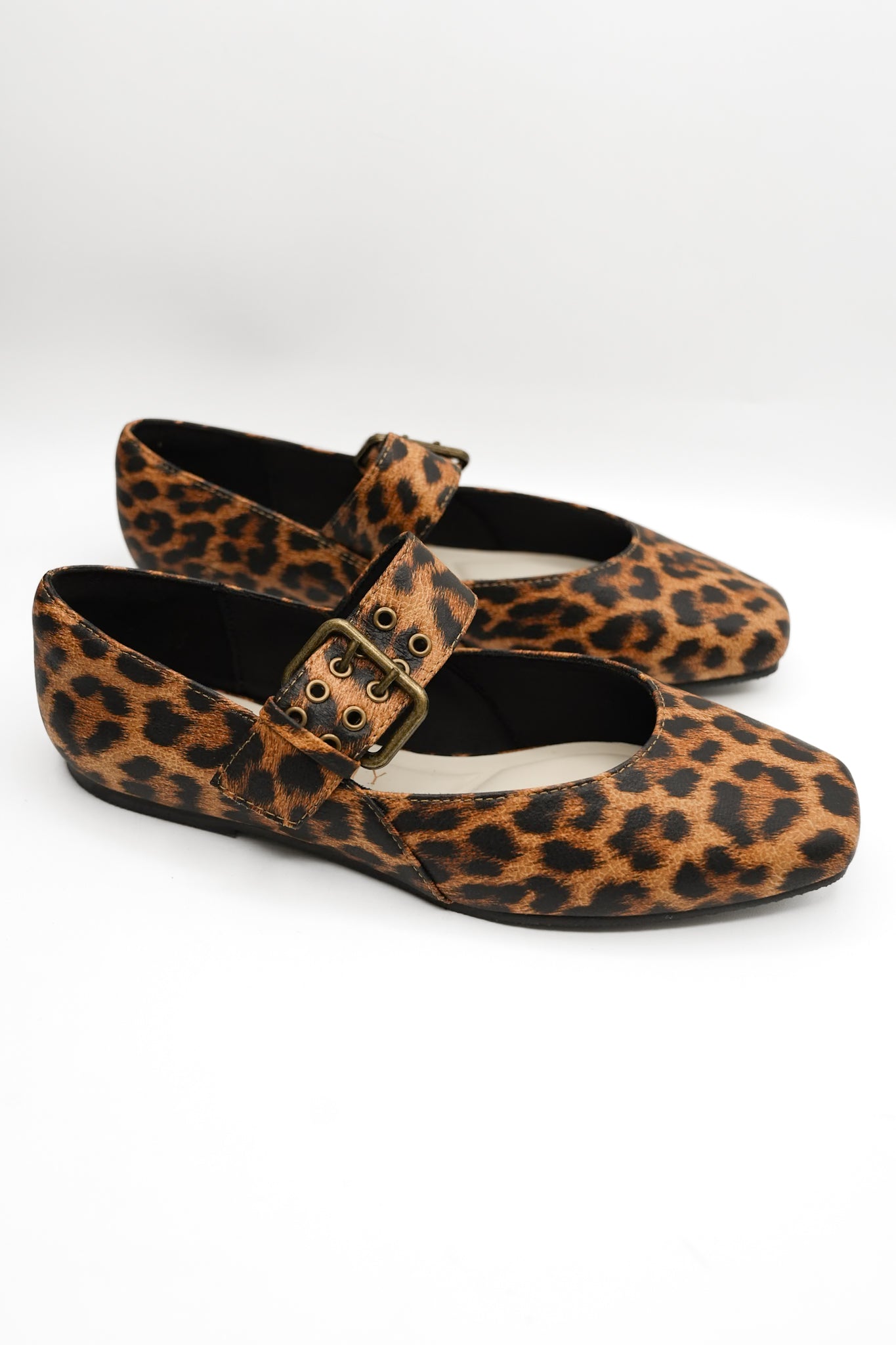 Printed Vegan Suede Mary Jane Flat