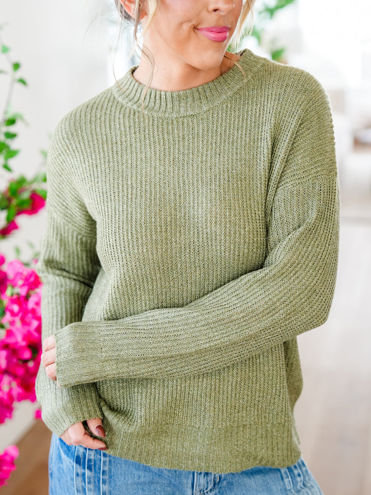Solid Long Sleeve Crew Neck Pullover Sweater