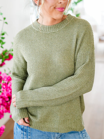 Solid Long Sleeve Crew Neck Pullover Sweater