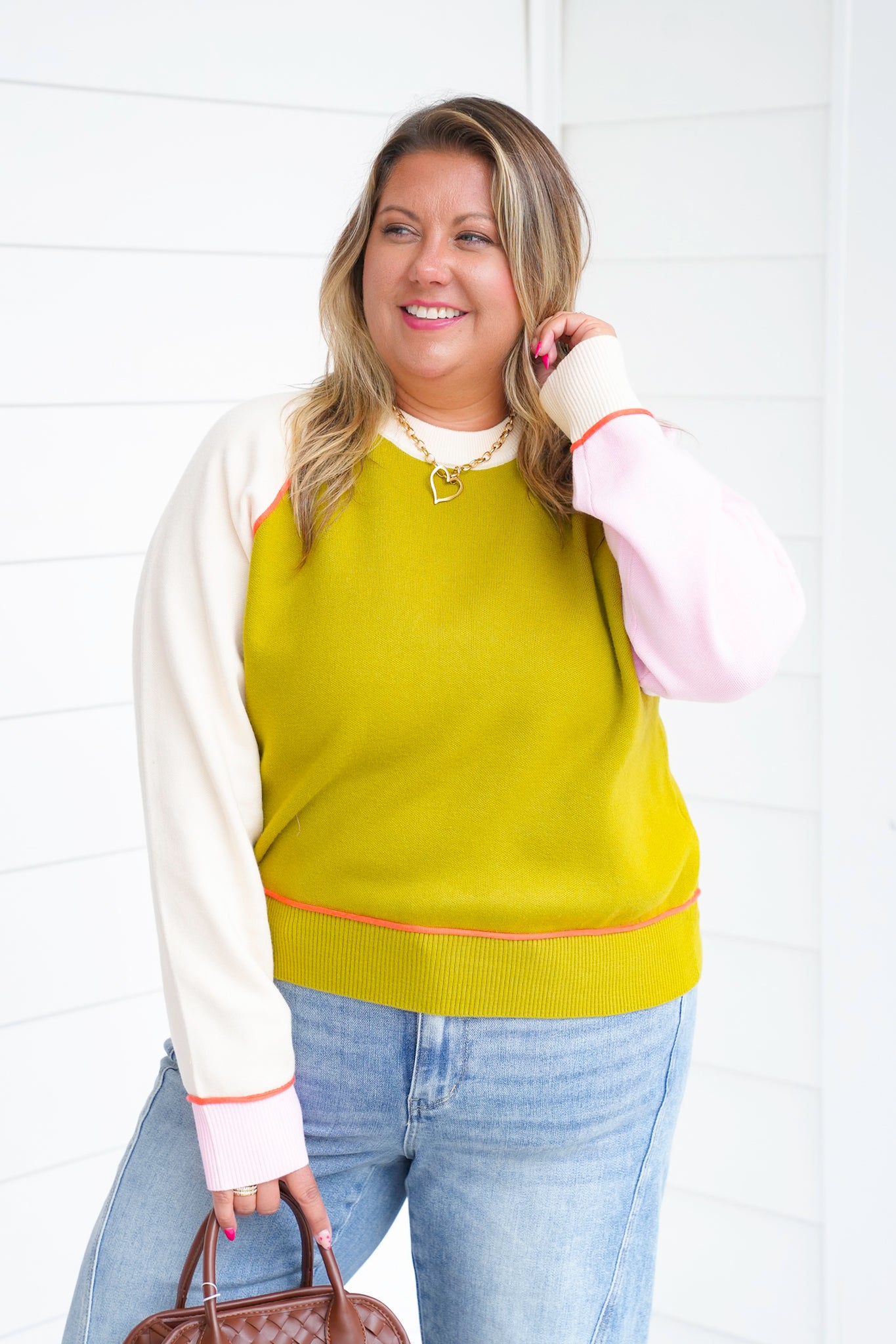 Color Block Long Sleeve Pullover Sweater