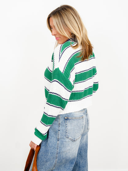 Stripe Long Sleeve Pullover Knit Sweater