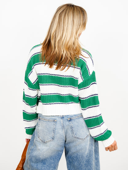Stripe Long Sleeve Pullover Knit Sweater