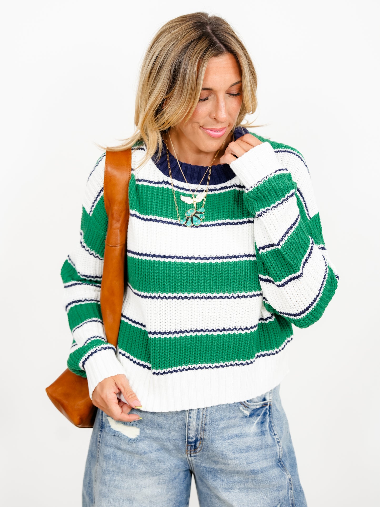 Stripe Long Sleeve Pullover Knit Sweater