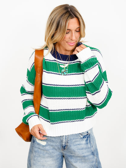 Stripe Long Sleeve Pullover Knit Sweater
