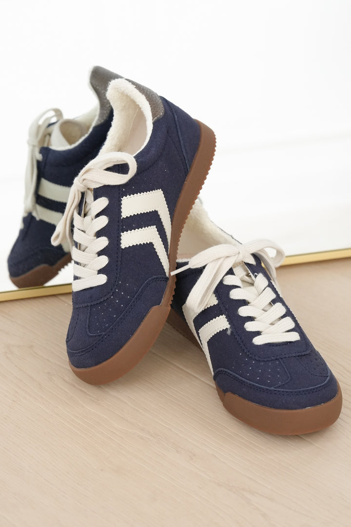 Yellow Box Navy Vegan Suede Lace Up Sneaker