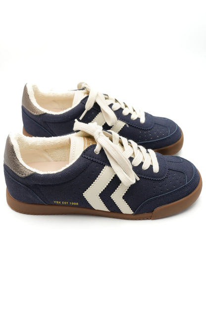 Yellow Box Navy Vegan Suede Lace Up Sneaker