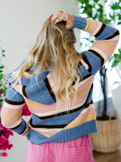 Color Block Long Sleeve Button Down Hooded Cardigan