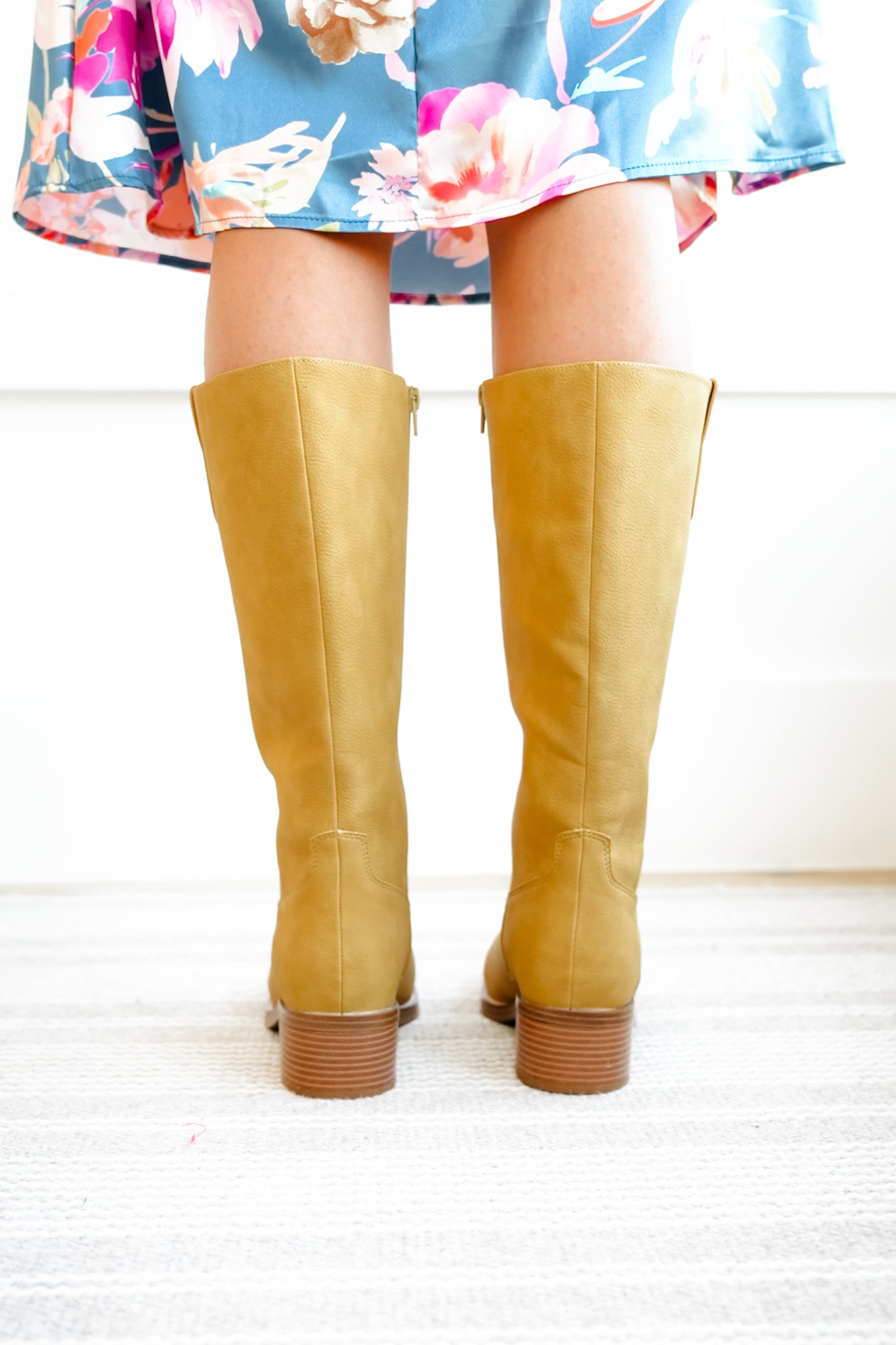 MIA Chic Pull On Knee High Boot with Stacked Heel