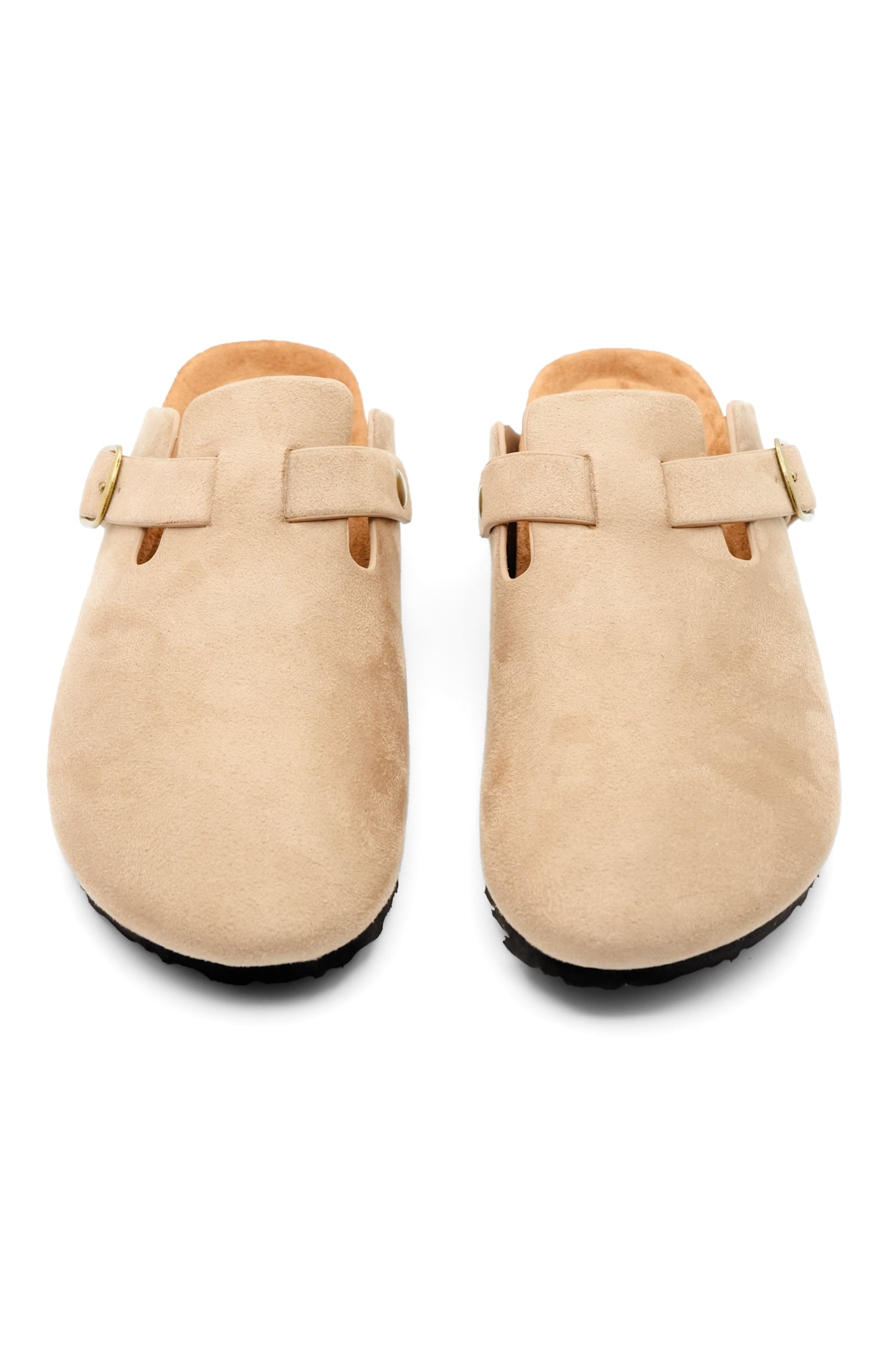 Vegan Suede Closed Toe Buckle Mule