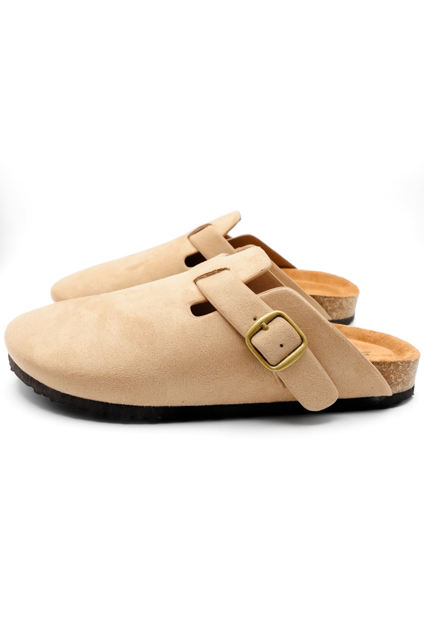 Vegan Suede Closed Toe Buckle Mule