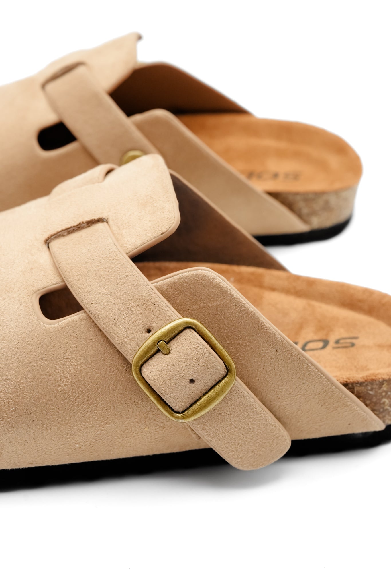 Vegan Suede Closed Toe Buckle Mule