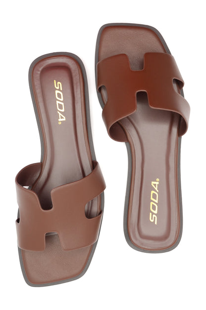 Cutout Strap Flat Slide Sandal