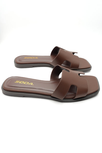 Cutout Strap Flat Slide Sandal