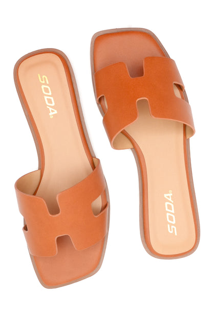 Cutout Strap Flat Slide Sandal
