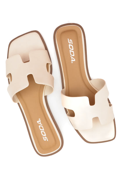 Cutout Strap Flat Slide Sandal