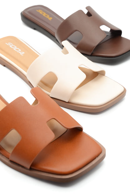 Cutout Strap Flat Slide Sandal