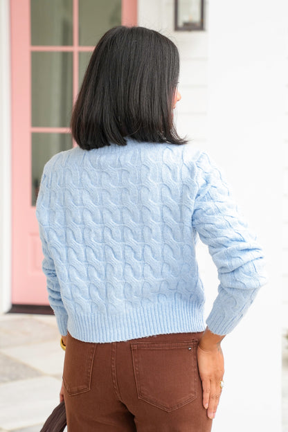 Cable Knit Long Sleeve V-Neck Cardigan