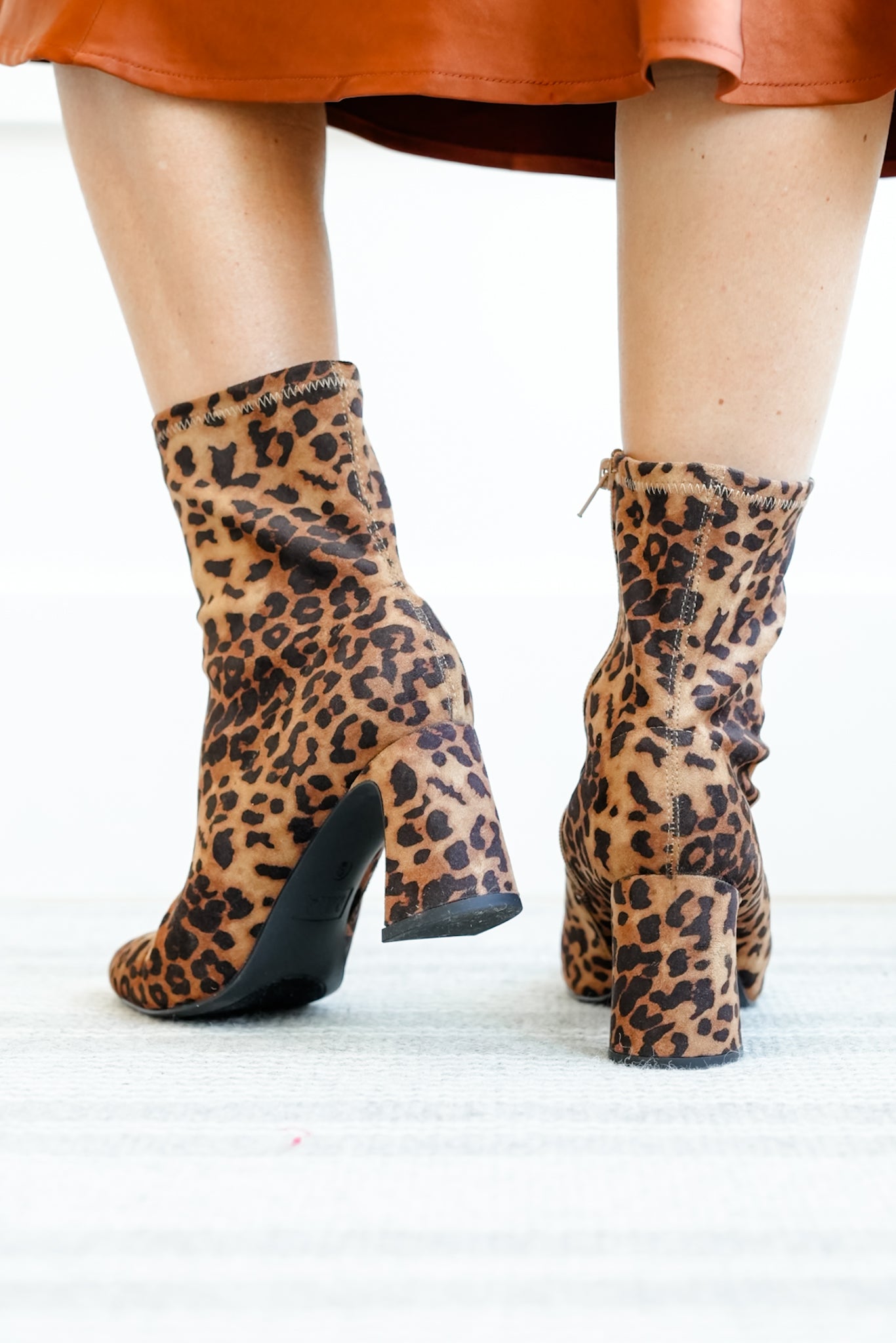 MIA Sleek Animal Print Block Heel Ankle Boot