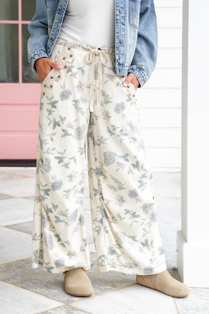 POL Floral Print Wide Leg Pants
