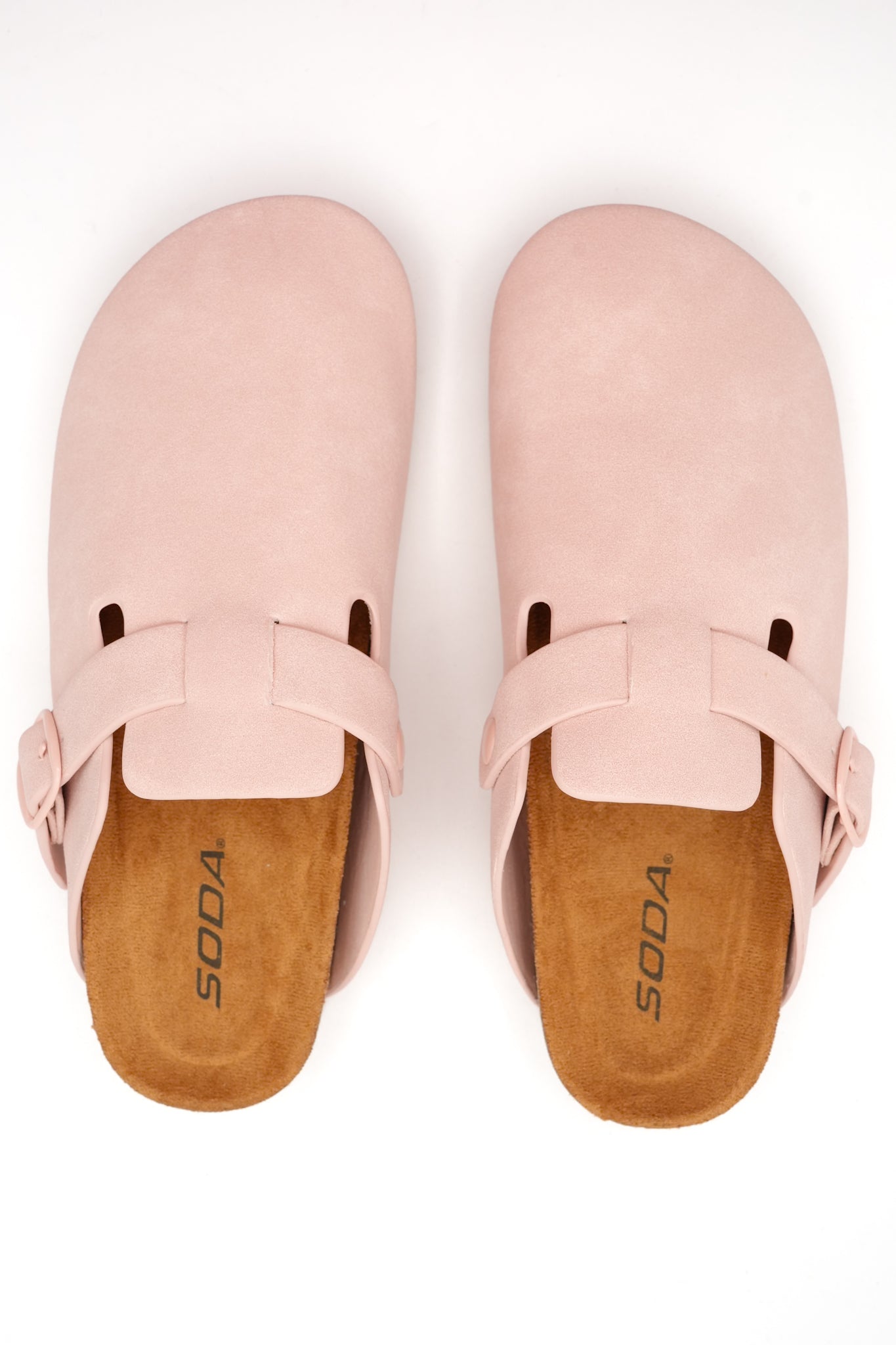 Vegan Suede Buckle Strap Closed Toe Clog Mule