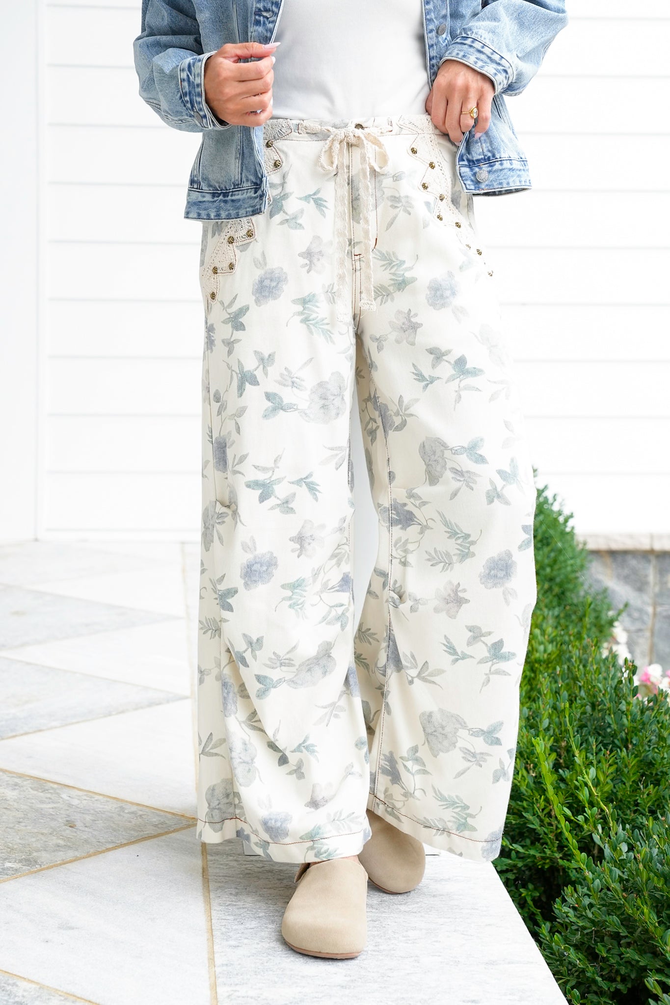 POL Floral Print Wide Leg Pants