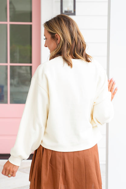 Long Sleeve Crew Neck "Let's Go Girls" Patch Sweatshirt