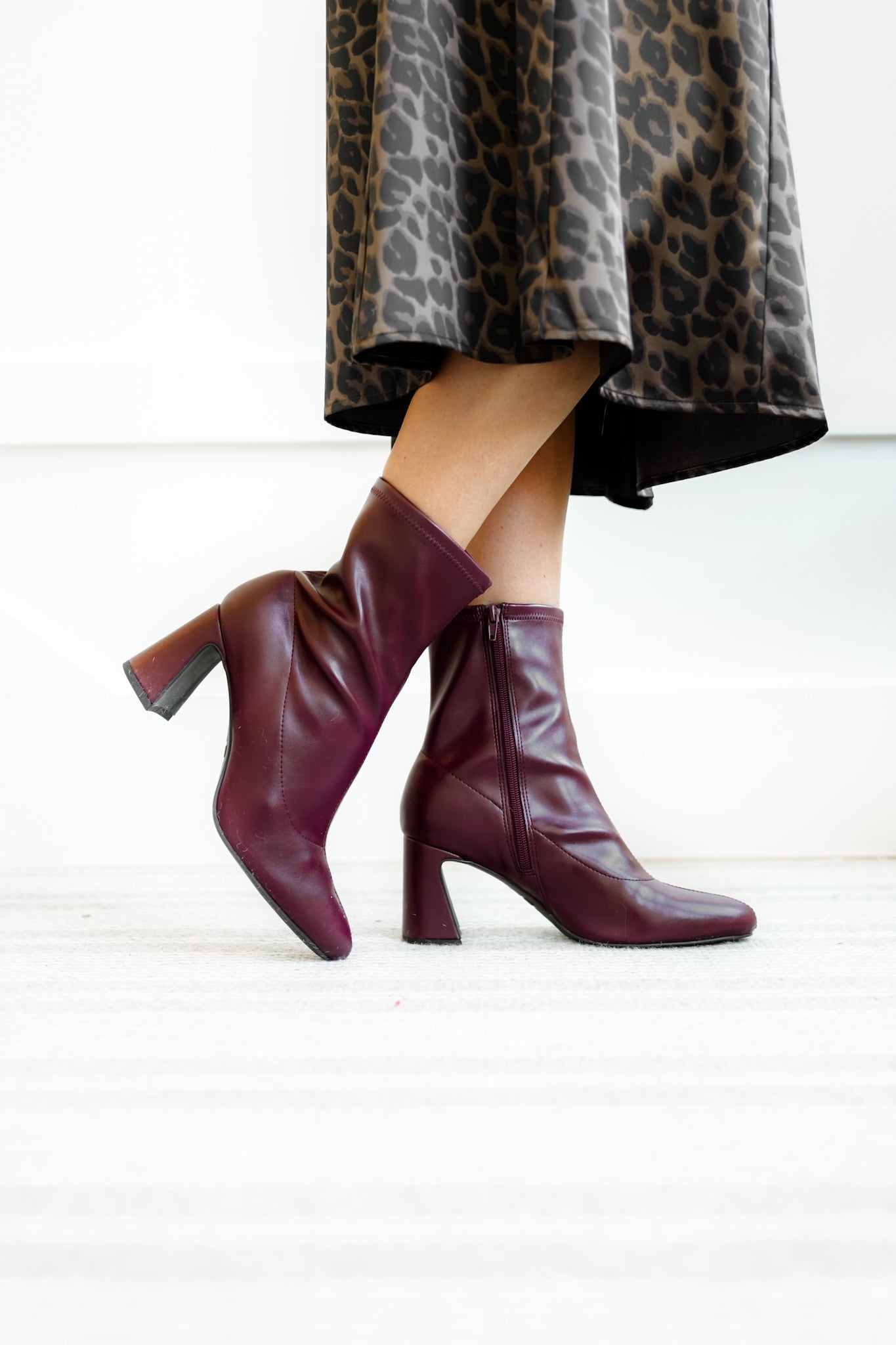 MIA Sleek Vegan Leather Block Heel Ankle Boot