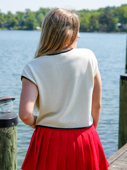 Short Sleeve American Flag Knit Top