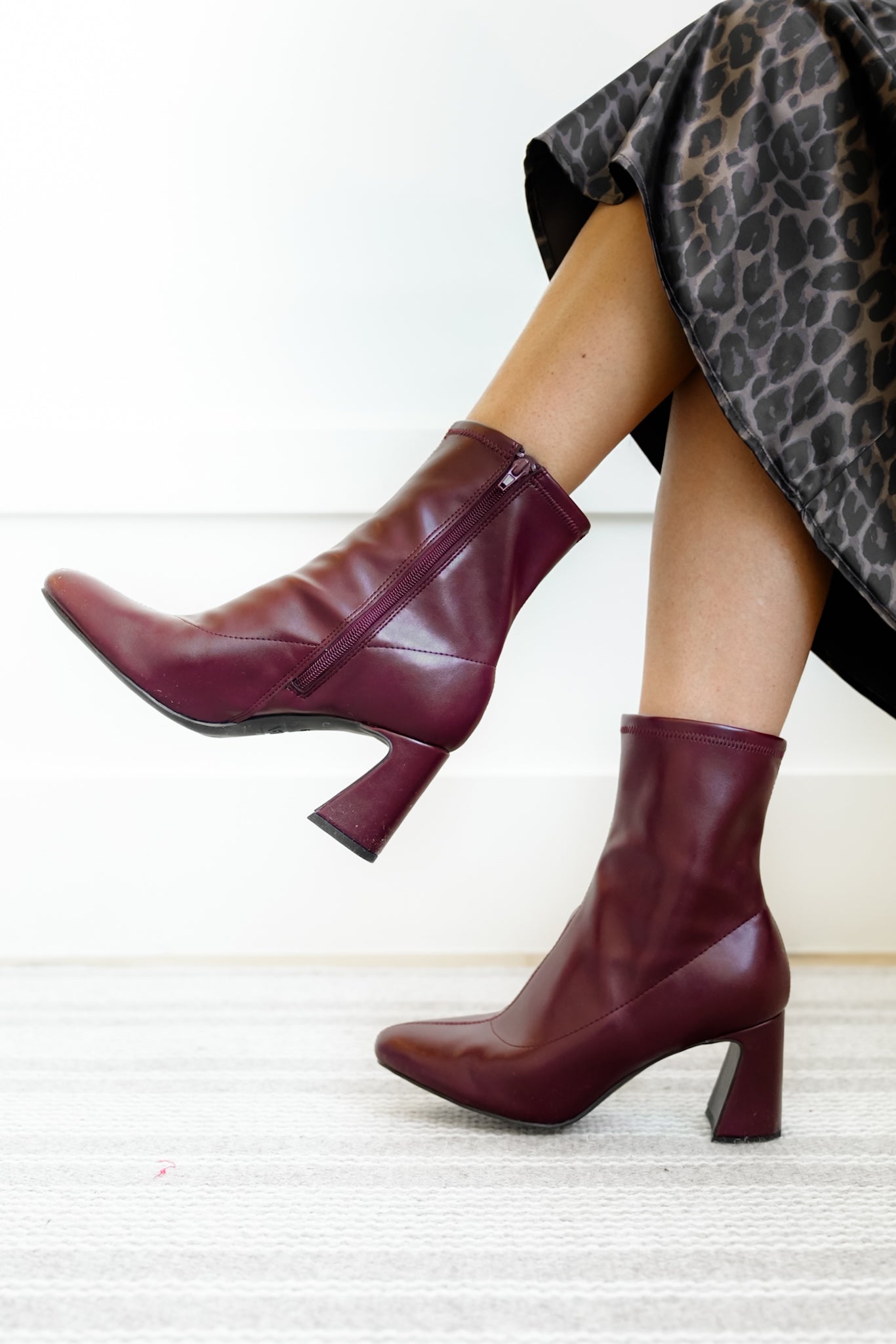 MIA Sleek Vegan Leather Block Heel Ankle Boot