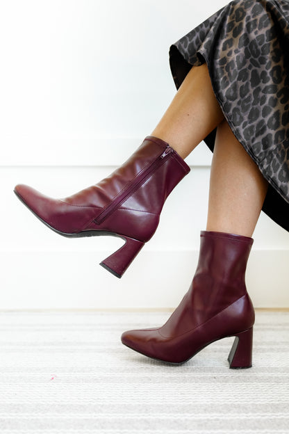 MIA Sleek Vegan Leather Block Heel Ankle Boot