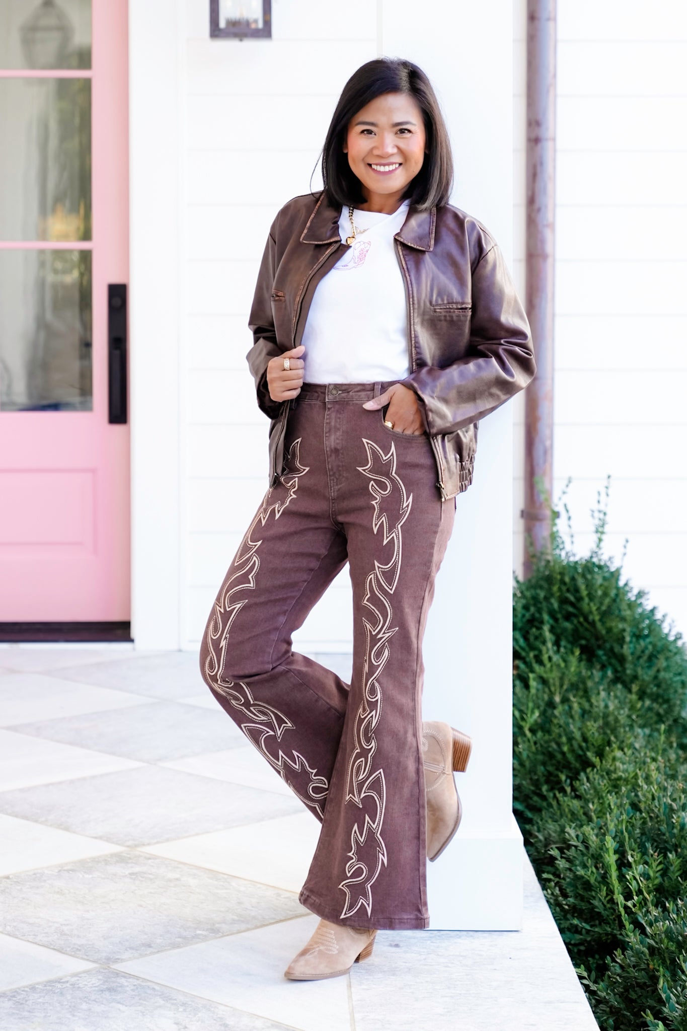 Western Embroidered High Waist Jeans