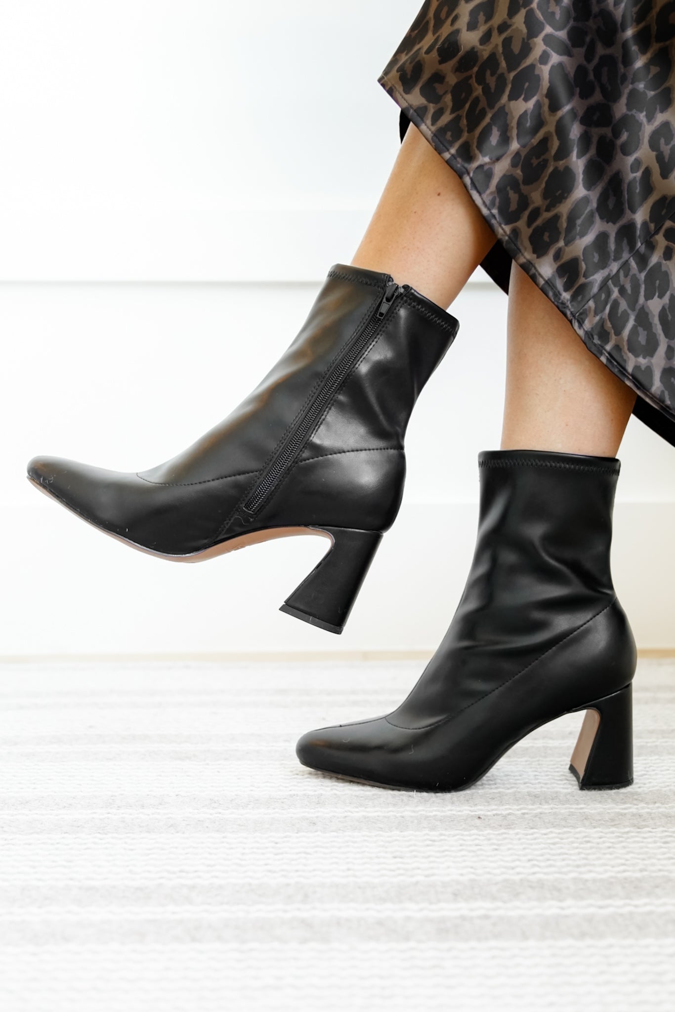 MIA Sleek Vegan Leather Block Heel Ankle Boot