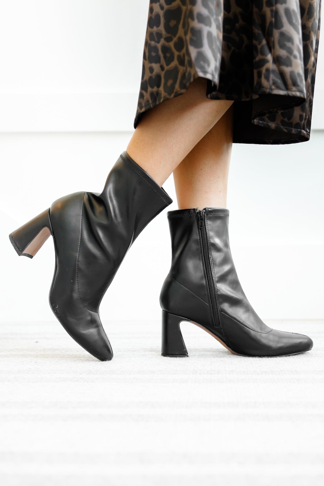 MIA Sleek Vegan Leather Block Heel Ankle Boot