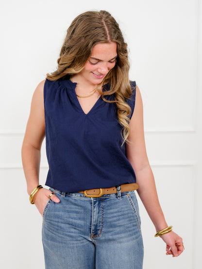 Door Buster! Plus/Reg Embroidered Floral Sleeveless V Neck Top