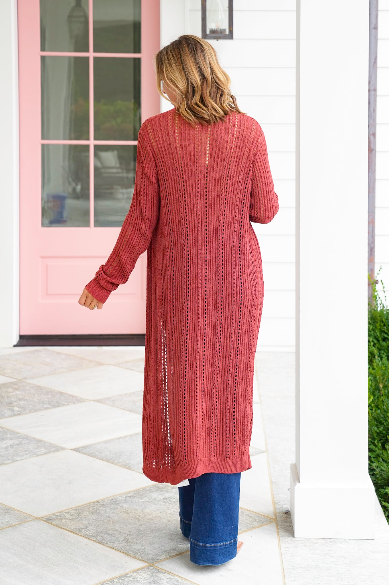 Loose Knit Long Sleeve Button Down Midi Cardigan