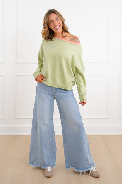 Long Sleeve Boat Neck Pullover Sweater