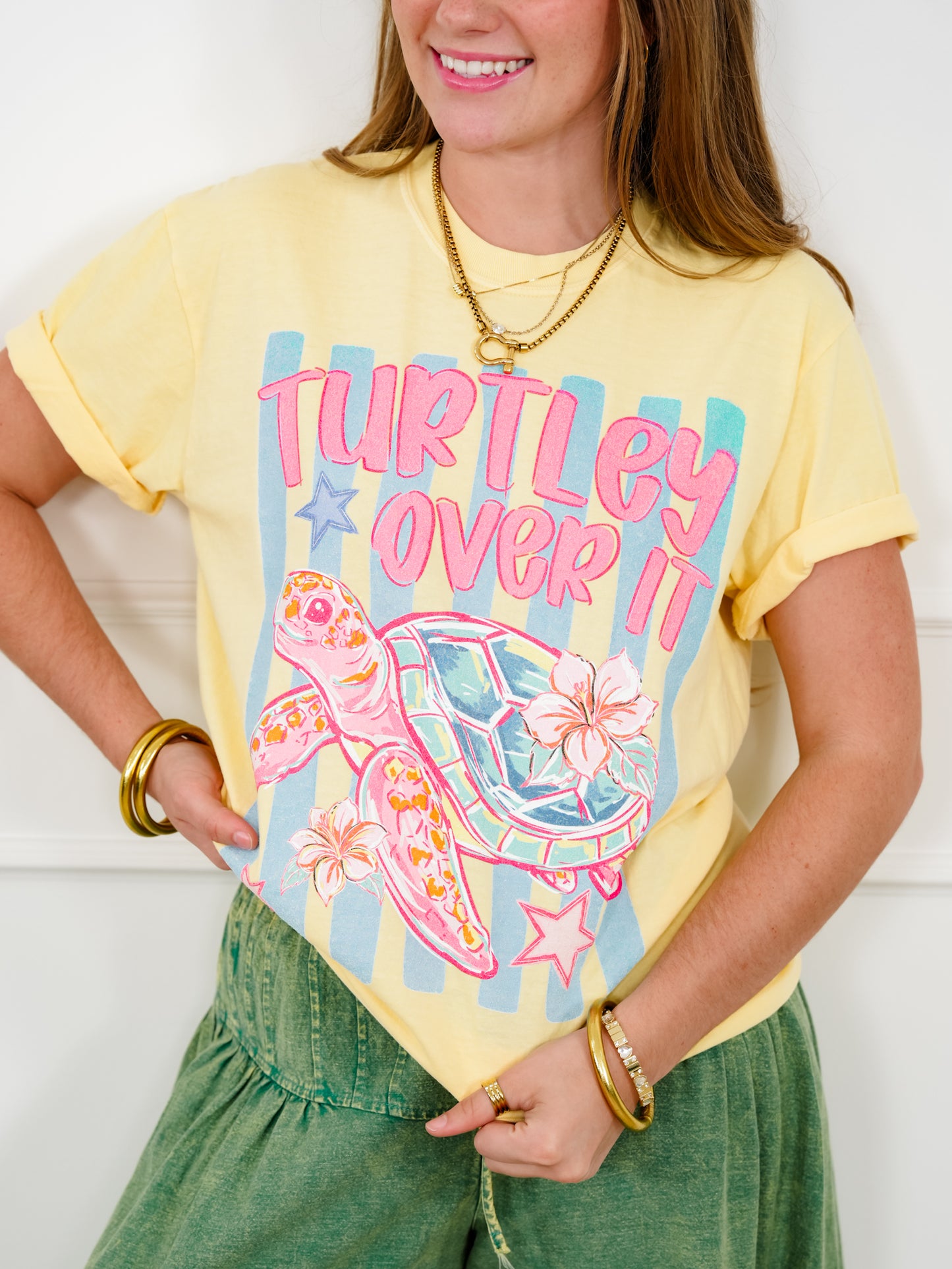 Plus/Reg Short Sleeve "Turtley Over It" Graphic Tee