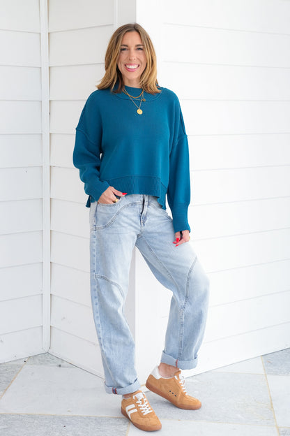 Door Buster! Zenana Wide Neck Band Drop Shoulder Sweater