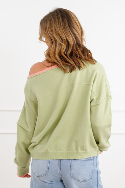 Long Sleeve Boat Neck Pullover Sweater