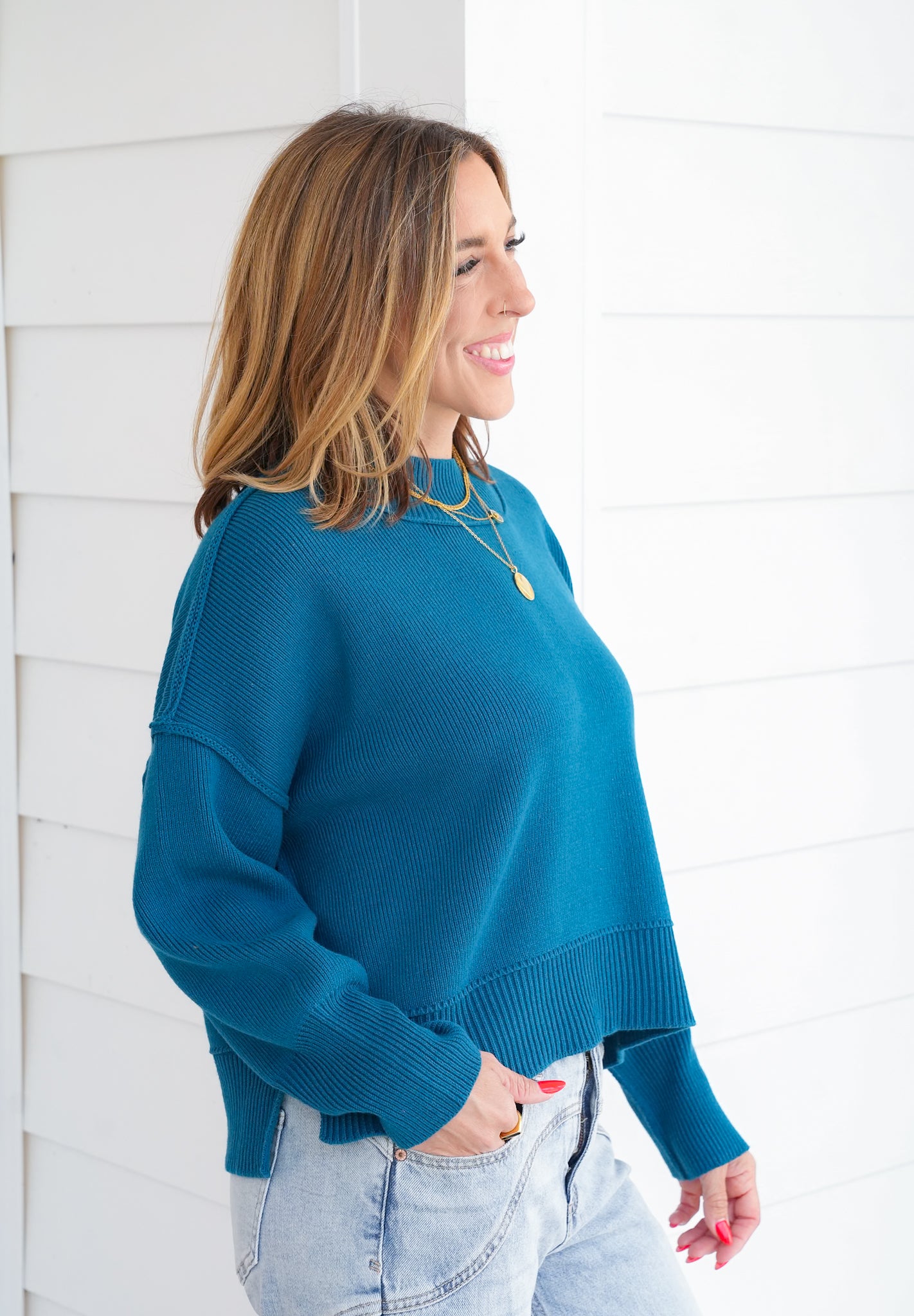 Door Buster! Zenana Wide Neck Band Drop Shoulder Sweater