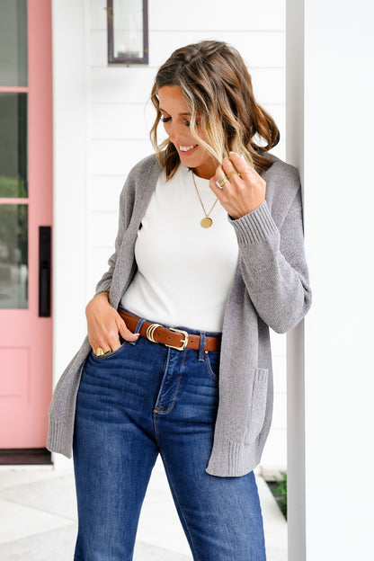 Door Buster! Zenana Melange Open Front Sweater Cardigan