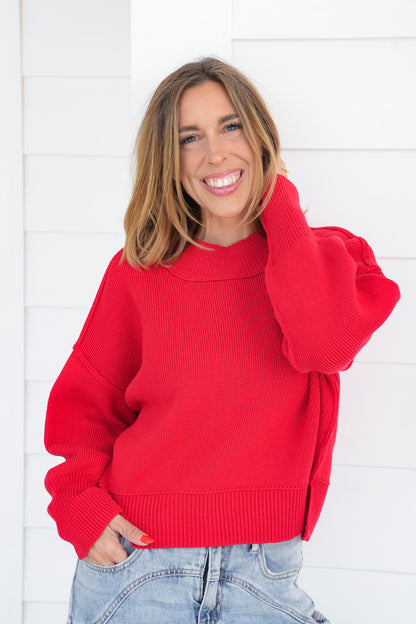 Door Buster! Zenana Wide Neck Band Drop Shoulder Sweater