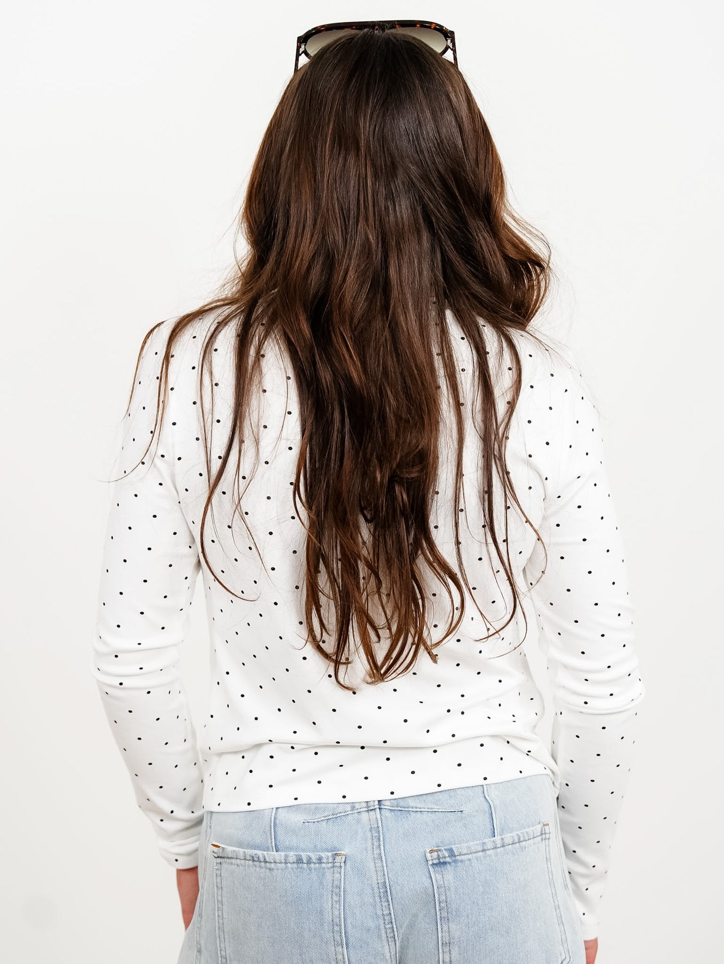Polka Dot Long Sleeve Mock Neck Top - Freckled Poppy