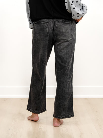 Washed Wide Leg Pants With Drawstring