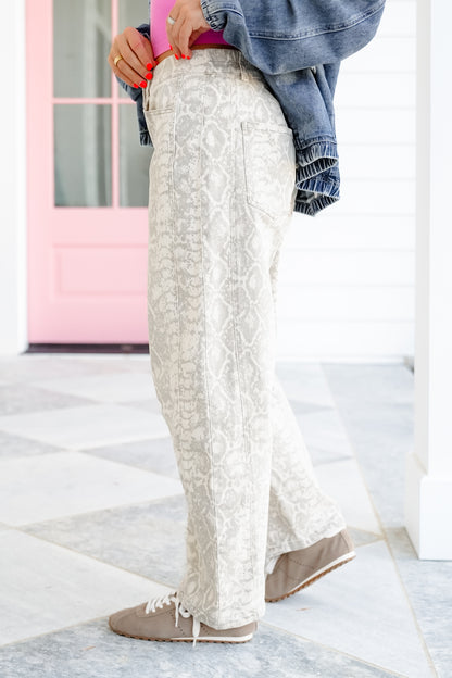 Snake Print Barrel Jeans