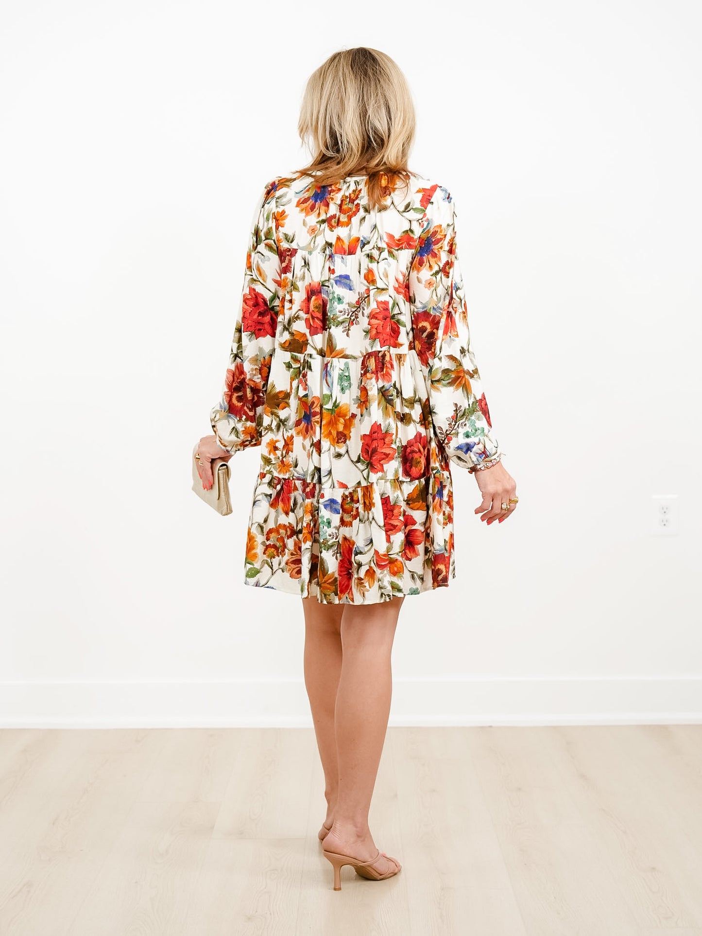 Plus/Reg Floral Printed Long Sleeve Mini Dress With Pockets