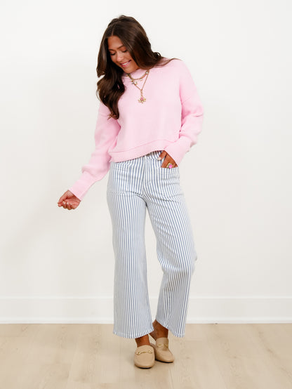 Restock! Ribbed Long Sleeve Round Neck Pullover Sweater